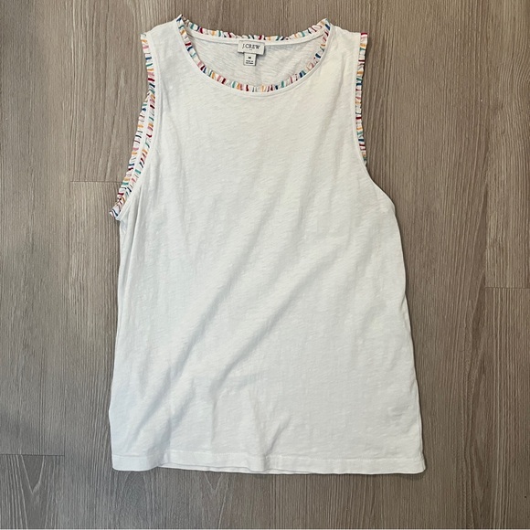 White Sleeveless Tank Top with Colorful Trim - Picture 3 of 5
